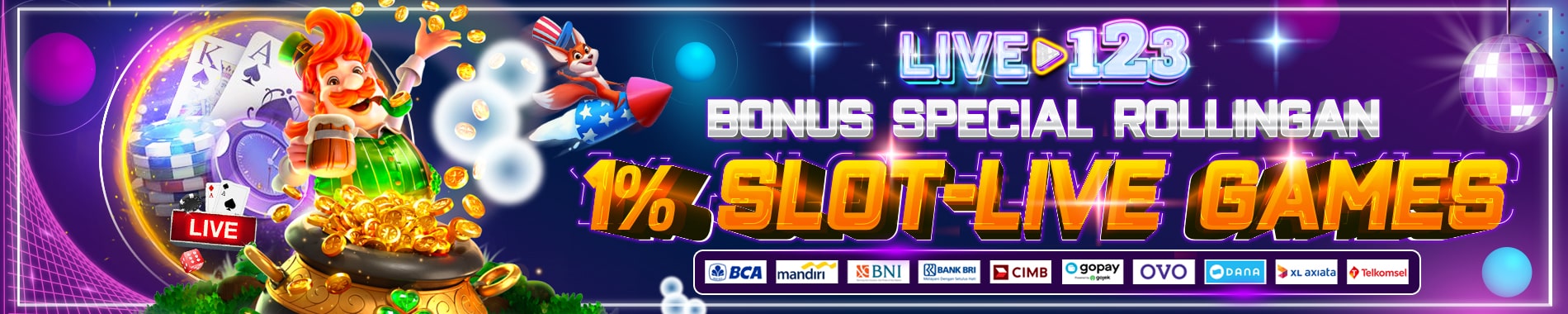 LIVE123 BONUS ROLLINGAN 1% MINGGUAN